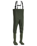 Olive Coloured Elka Waders Wellingtons on white background #colour_olive