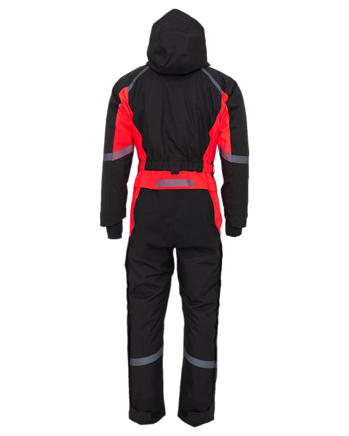 Black Red Coloured Elka Womens Working Xtreme Winter Thermal Coverall With Recycled Padding on white background #colour_black-red