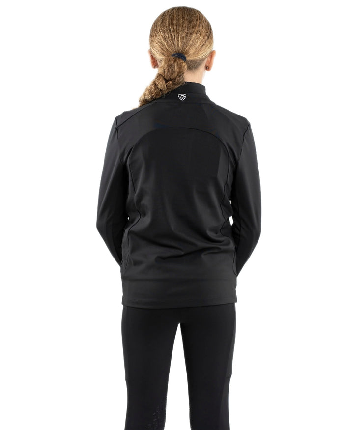 Black White Coloured Equidry Childrens Water Repellent Zip Up Top on white background #colour_black-white