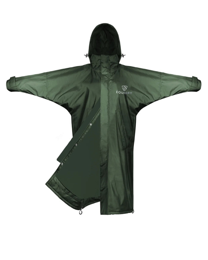 Black Forest Green coloured Equidry Mens Equimac Evolution Jacket on white background #colour_black-forest-green