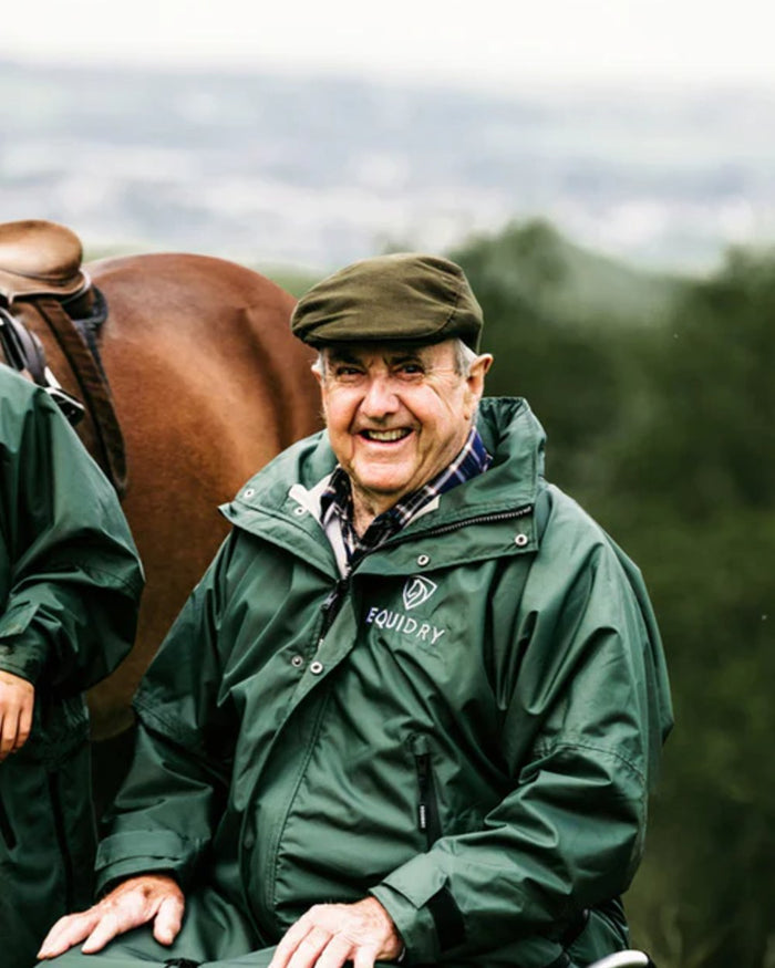Black Forest Green coloured Equidry Mens Equimac Evolution Jacket on outdoor background #colour_black-forest-green