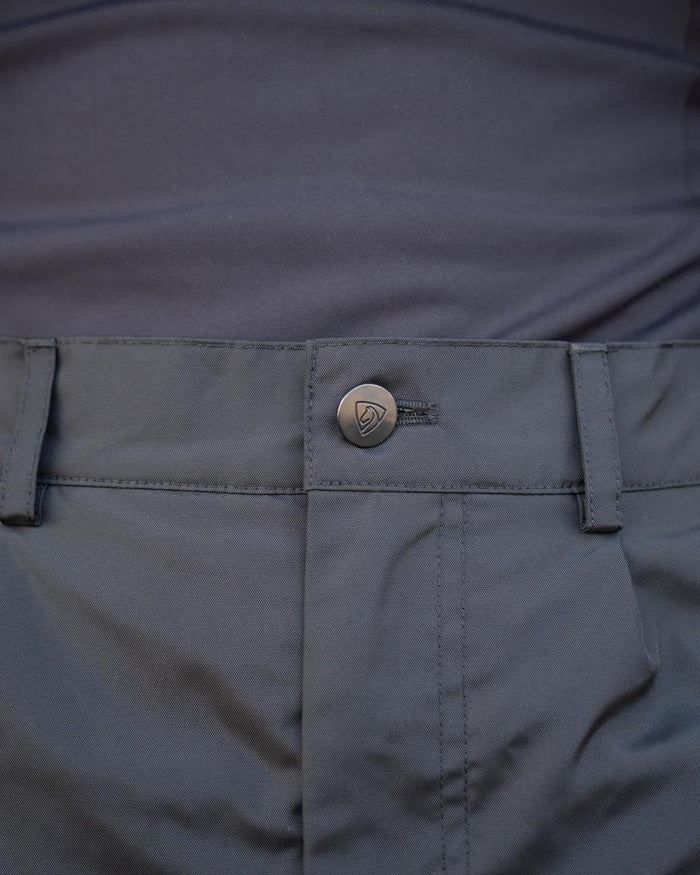 Black coloured Equidry Mens Fleece Lined Waterproof Trousers on outdoor background #colour_black
