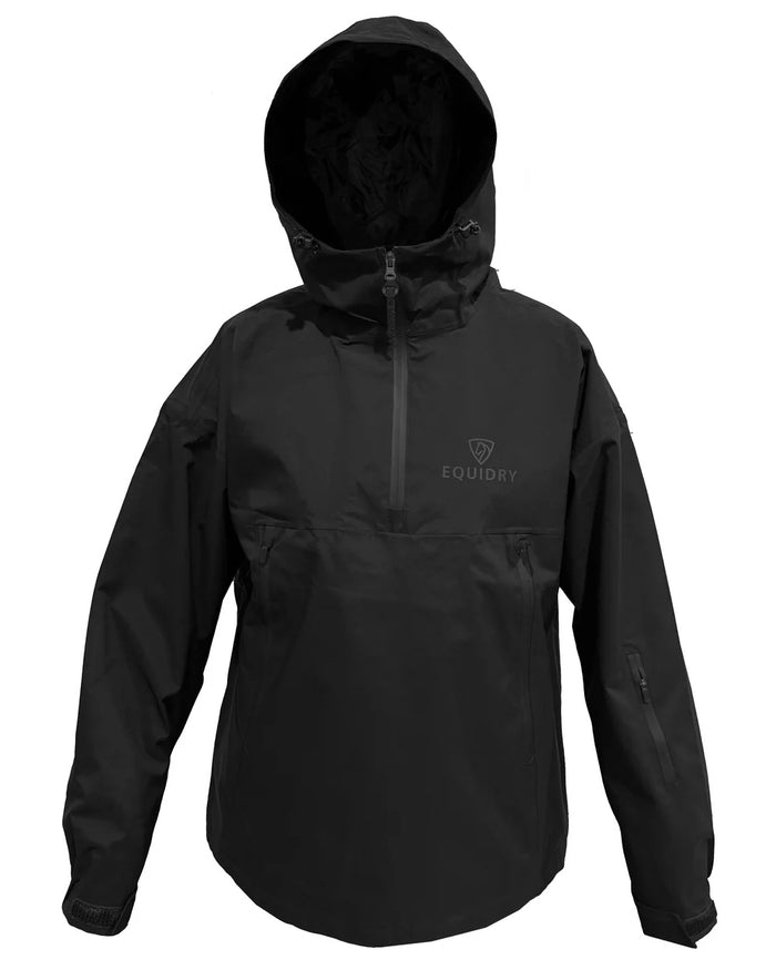 Black coloured Equidry Mens Storm Smock With Velour Lining on white background #colour_black