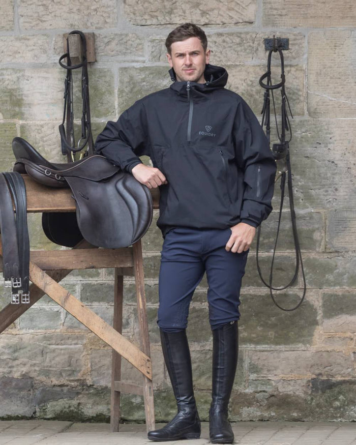 Black coloured Equidry Mens Storm Smock With Velour Lining on outdoor background #colour_black