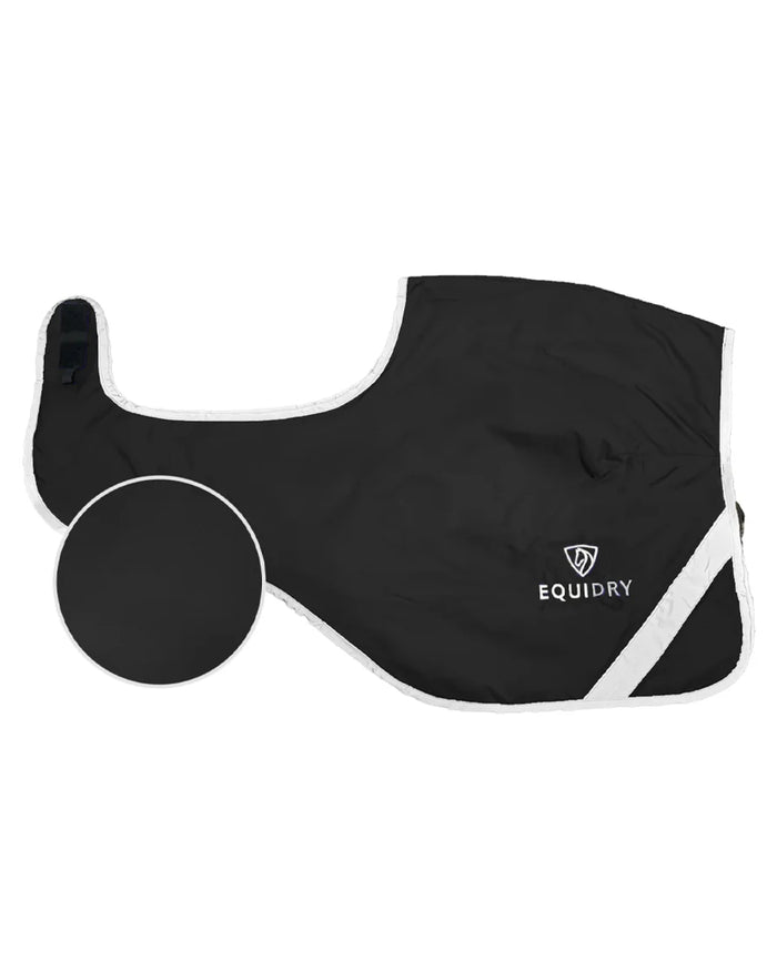 Black coloured Equidry Waterproof Lite Fleece Lined Exercise Sheet on white background #colour_black