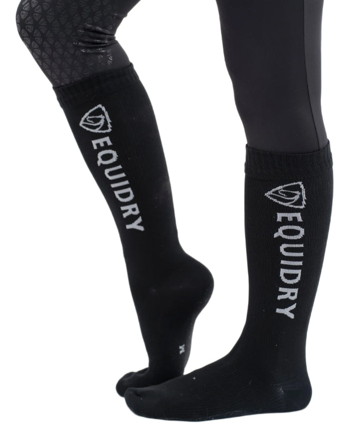Black Grey coloured Equidry Waterproof Socks on white background #colour_black-grey