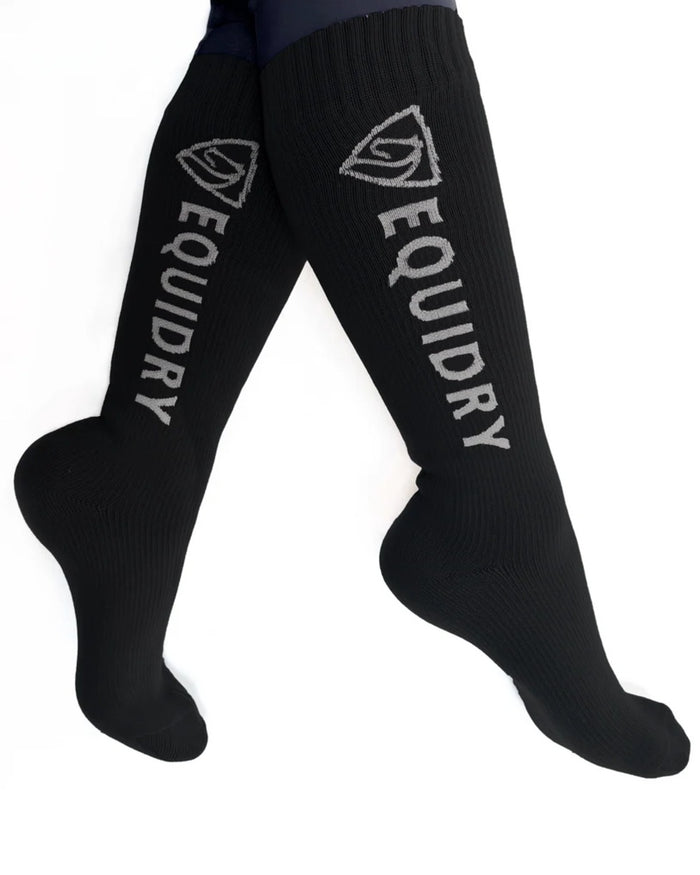 Black Grey coloured Equidry Waterproof Socks on white background #colour_black-grey