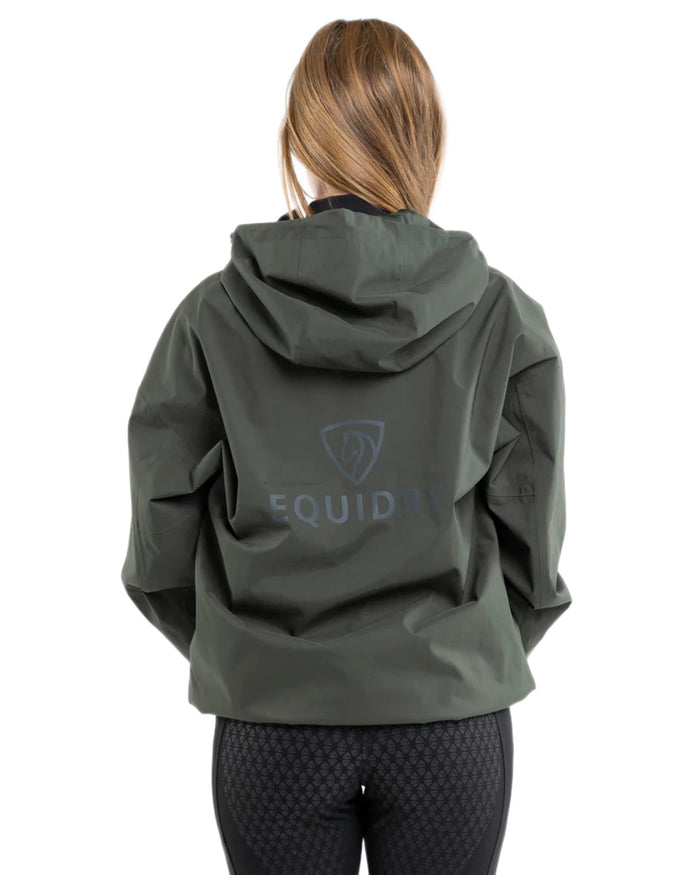 Black Forest Green coloured Equidry Womens Storm Smock With Velour Lining on white background #colour_black-forest-green