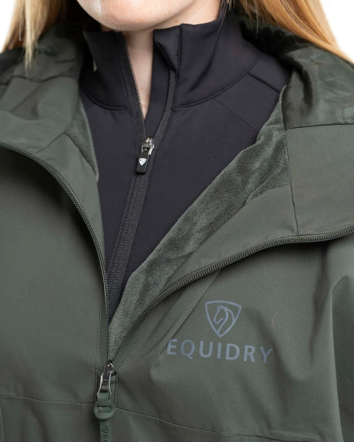 Black Forest Green coloured Equidry Womens Storm Smock With Velour Lining on white background #colour_black-forest-green