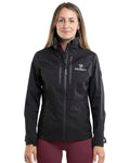 Black coloured Equidry Womens Varsha Jacket with Stowaway Hood on white background #colour_black