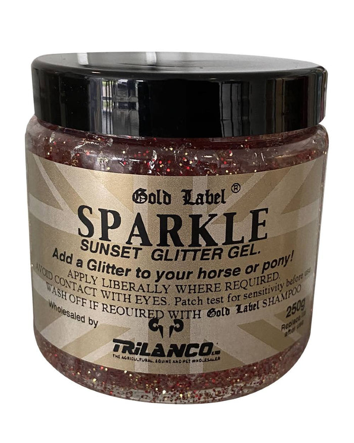 Sunset Coloured Gold Label Sparkle Glitter Gel On A White Background #colour_sunset