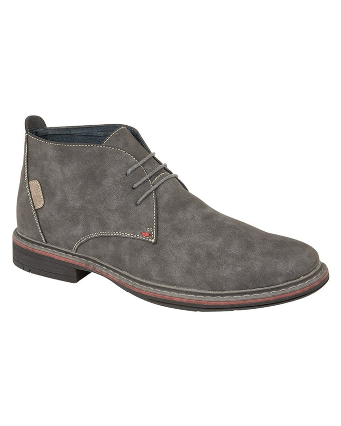 Grey coloured Goor Mens Synthetic Nubuck 3 Eye Desert Boots on white background #colour_grey