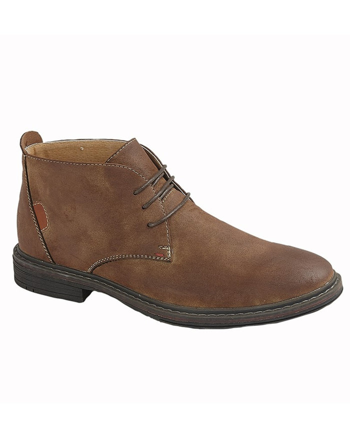 Tan coloured Goor Mens Synthetic Nubuck 3 Eye Desert Boots on white background #colour_tan