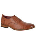 Mid Brown coloured Goor Mens Capped Lace Oxford Brogue Shoes on white background #colour_mid-brown