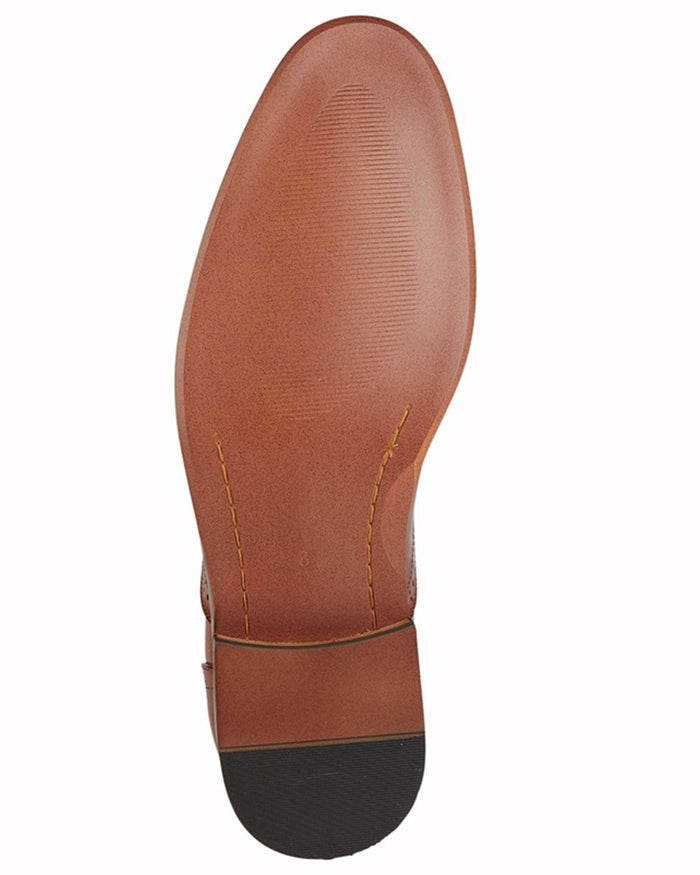 Mid Brown coloured Goor Mens Capped Lace Oxford Brogue Shoes on white background #colour_mid-brown