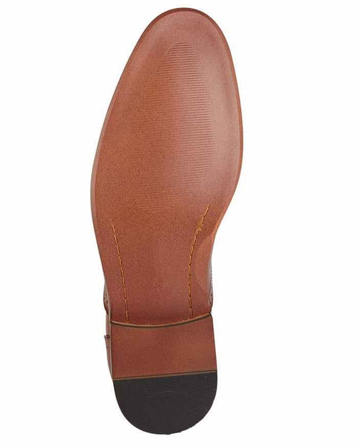 Oxblood coloured Goor Mens Capped Lace Oxford Brogue Shoes on white background #colour_oxblood