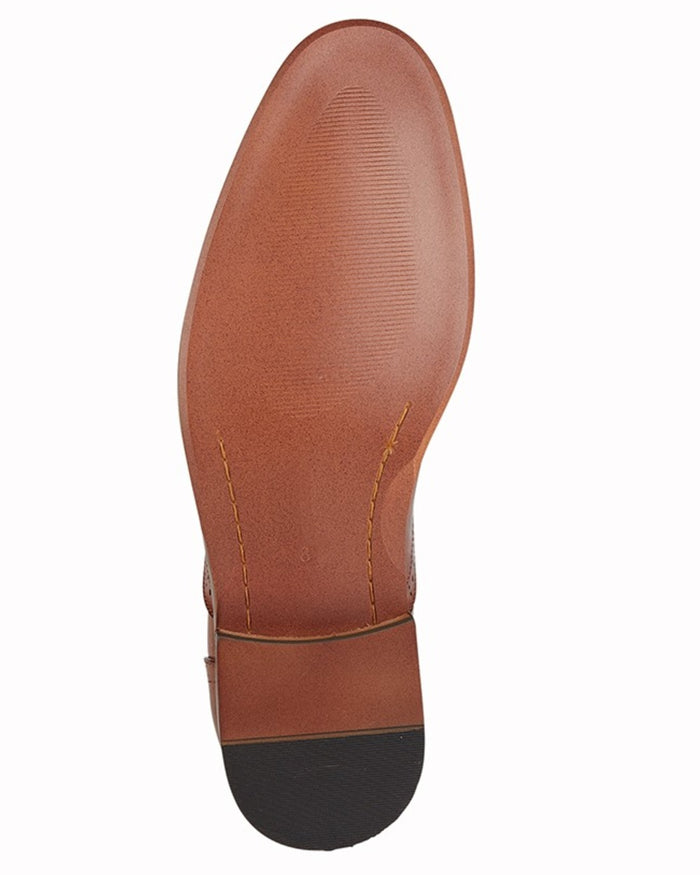 Dark Brown coloured Goor Mens Leather Capped Lace Oxford Brogue Shoes on white background #colour_dark-brown
