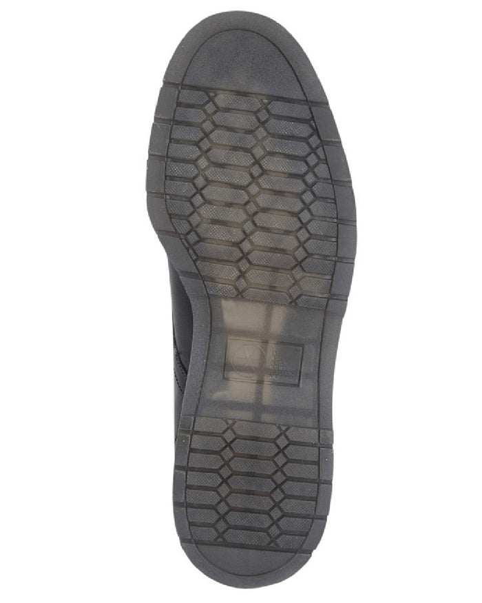 Black coloured Grafters 4 Eyelet Smooth Leather Uniform Shoes on white background #colour_black