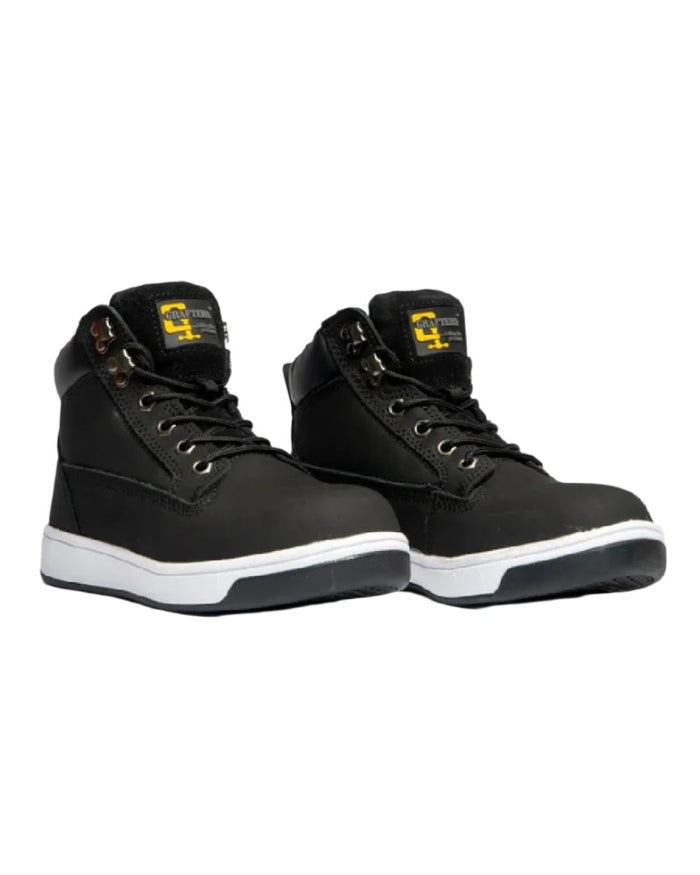 Black coloured Grafters Safety Trainer Boots on white ackground #colour_black