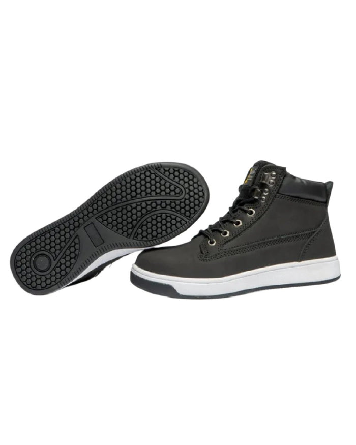 Black coloured Grafters Safety Trainer Boots on white ackground #colour_black
