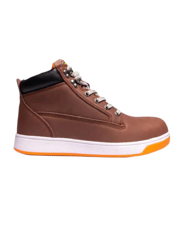 Brown coloured Grafters Safety Trainer Boots on white ackground #colour_brown