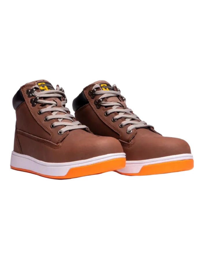 Brown coloured Grafters Safety Trainer Boots on white ackground #colour_brown