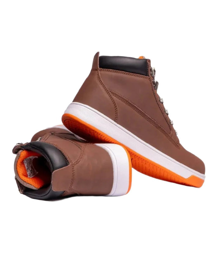 Brown coloured Grafters Safety Trainer Boots on white ackground #colour_brown