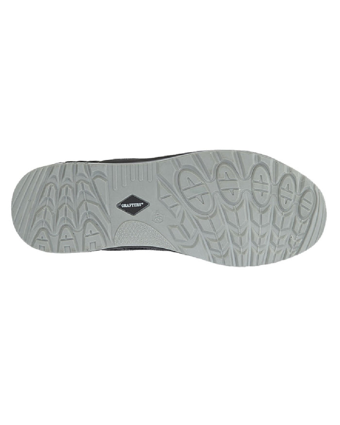 Black Grey coloured Grafters Safety Trainer Shoes on white background #colour_black-grey
