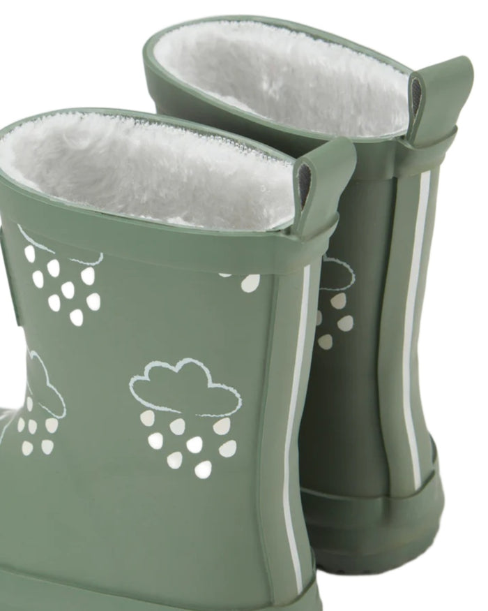 Khaki coloured Grass & Air Childrens Colour-Changing Wellies on white background #colour_khaki