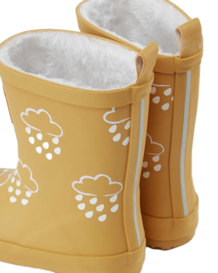 Ochre coloured Grass & Air Childrens Colour-Changing Wellies on white background #colour_ochre