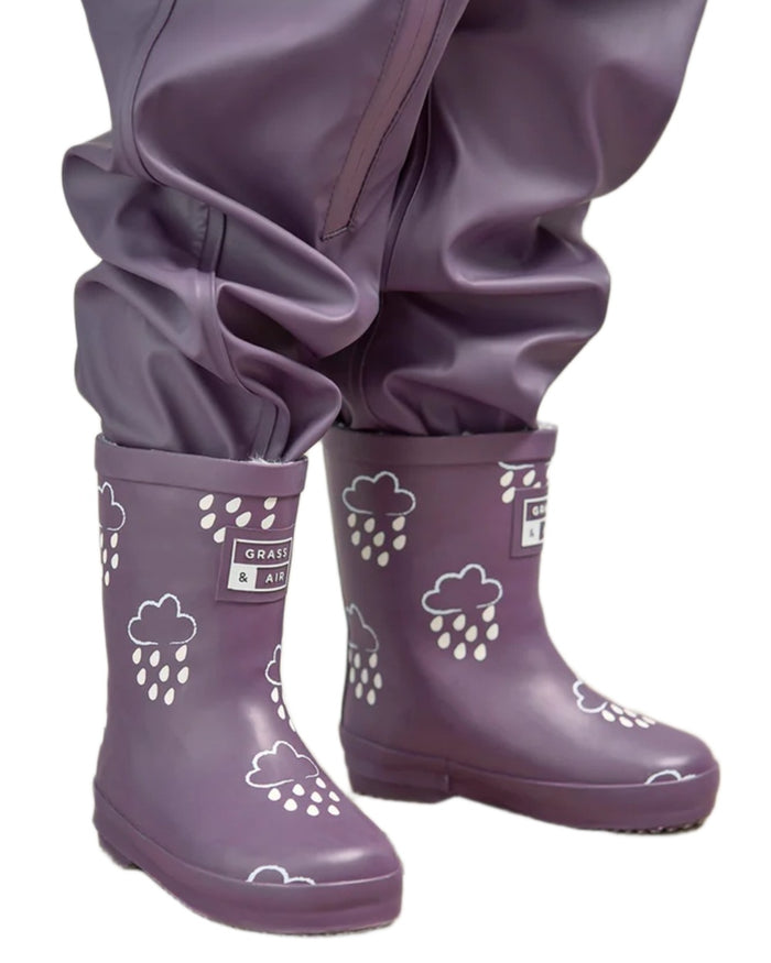 Amethyst Purple coloured Grass & Air Childrens Colour-Changing Wellies on white background #colour_amethyst-purple