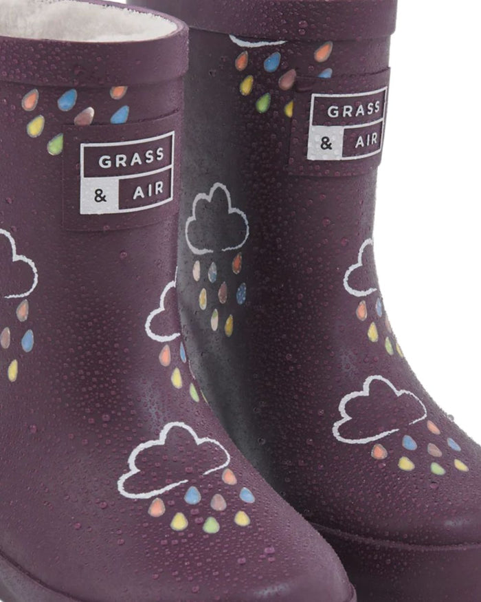 Amethyst Purple coloured Grass & Air Childrens Colour-Changing Wellies on white background #colour_amethyst-purple