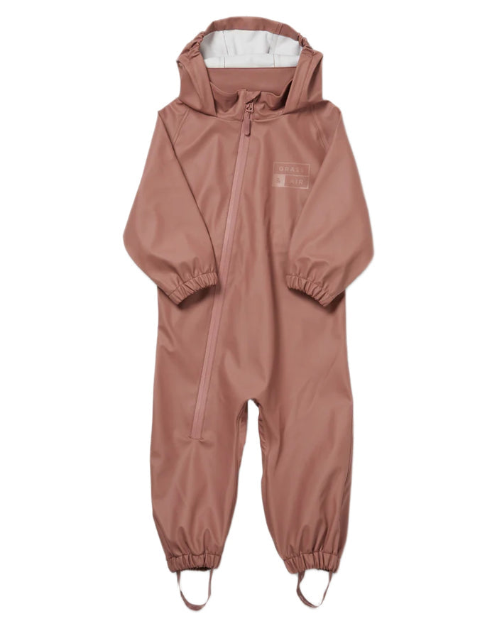 Rose coloured Grass & Air Childrens Puddle Suit on white background #colour_rose
