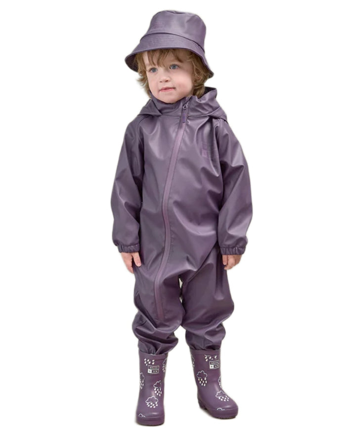 Amethyst Purple coloured Grass & Air Childrens Puddle Suit on white background #colour_amethyst-purple