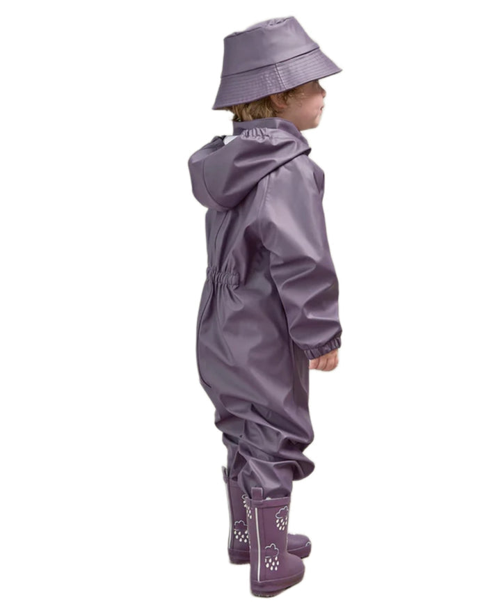 Amethyst Purple coloured Grass & Air Childrens Puddle Suit on white background #colour_amethyst-purple
