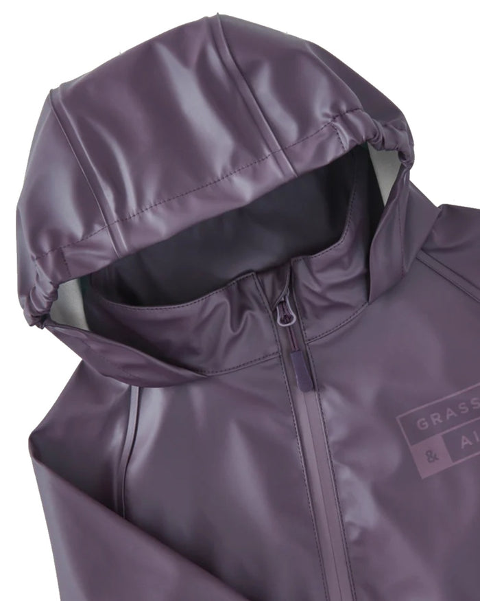 Amethyst Purple coloured Grass & Air Childrens Puddle Suit on white background #colour_amethyst-purple