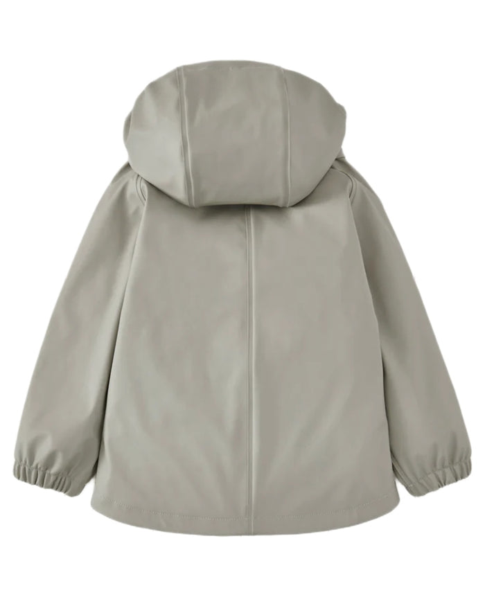 Geothermal Grey coloured Grass & Air Childrens Rainster Jacket on white background #colour_geothermal-grey
