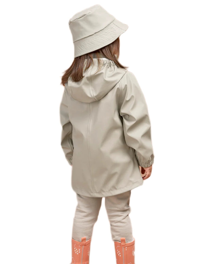 Geothermal Grey coloured Grass & Air Childrens Rainster Jacket on white background #colour_geothermal-grey