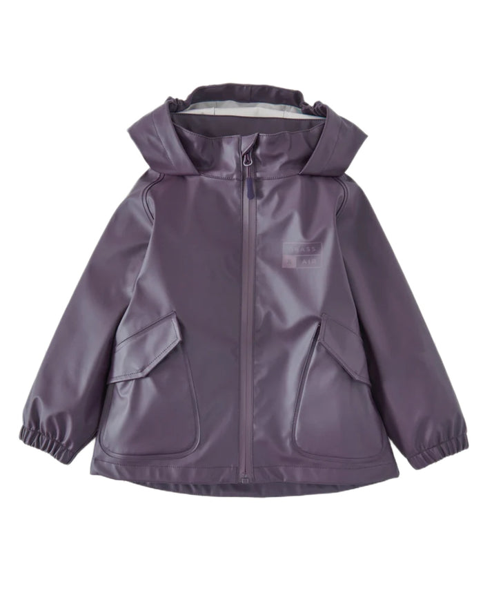 Amethyst Purple coloured Grass & Air Childrens Rainster Jacket on white background #colour_amethyst-purple