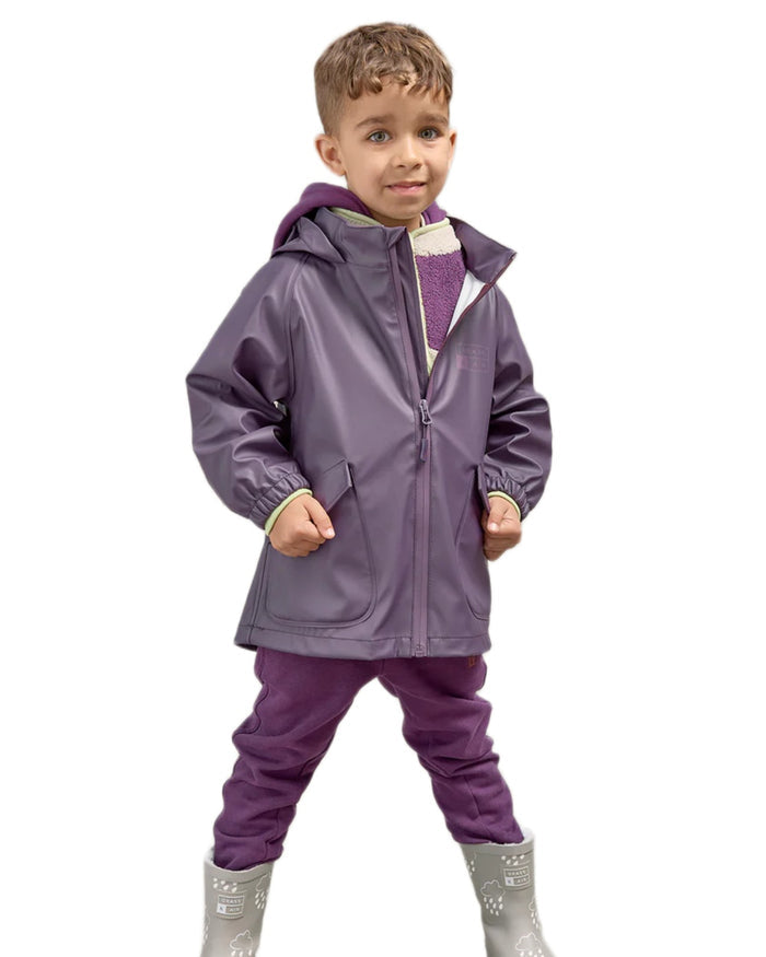 Amethyst Purple coloured Grass & Air Childrens Rainster Jacket on white background #colour_amethyst-purple