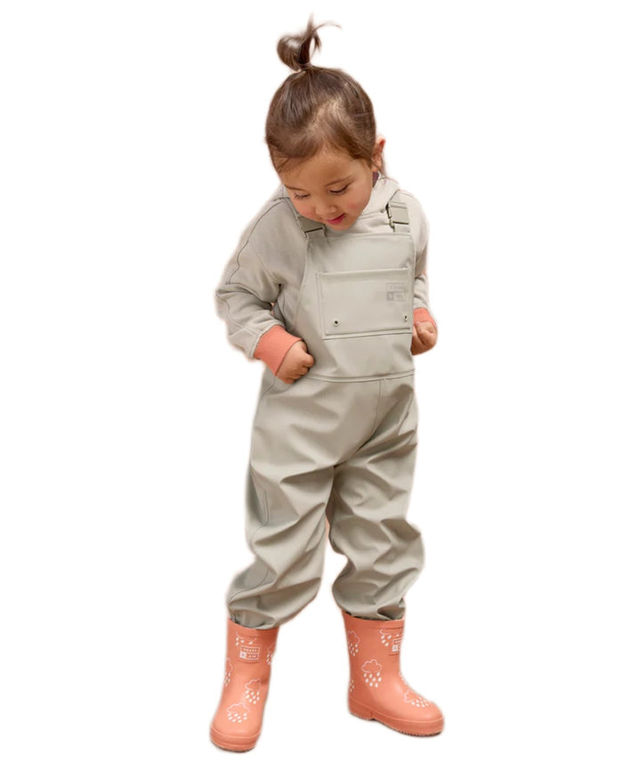 Geothermal Grey coloured Grass & Air Childrens Rainster Waterproof Dungaree on white background #colour_geothermal-grey