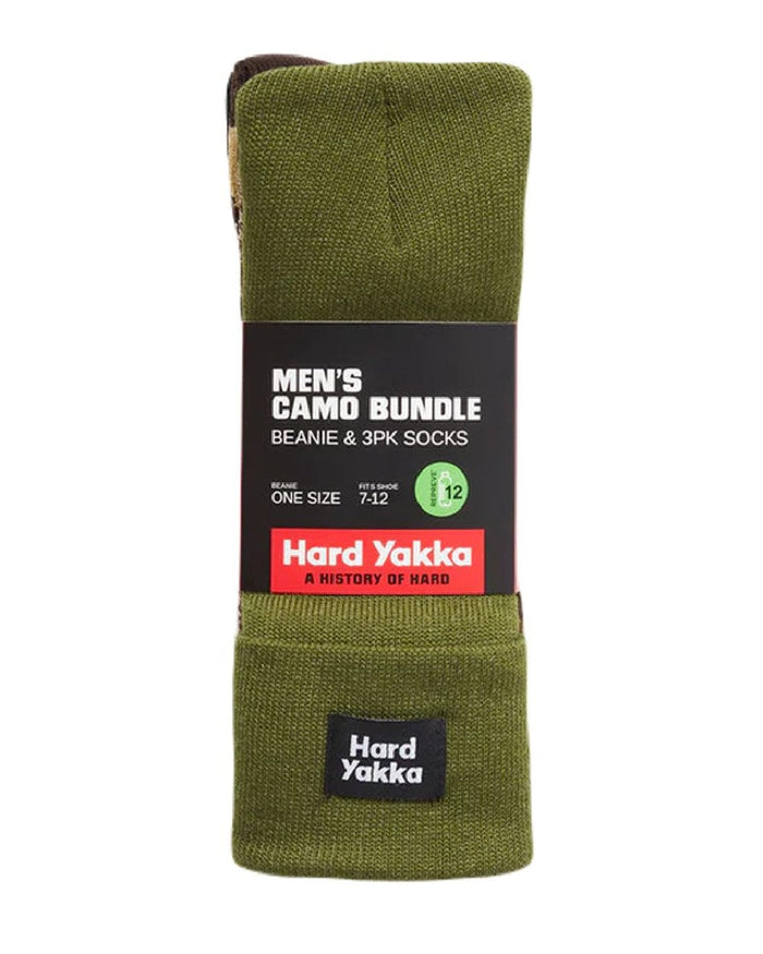 Multi Coloured Hard Yakka Crew Socks and Beanie Bundle on White Background
#colour_multi-coloured
