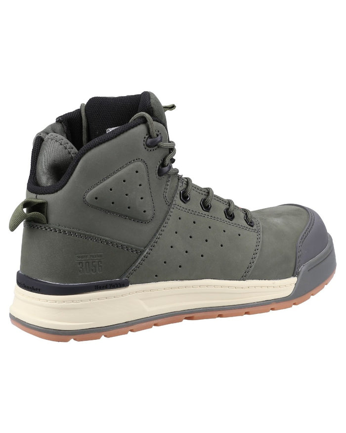 Olive Coloured Hard Yakka  Mens 3056 Lace Zip Safety Boots on White Background
#colour_olive