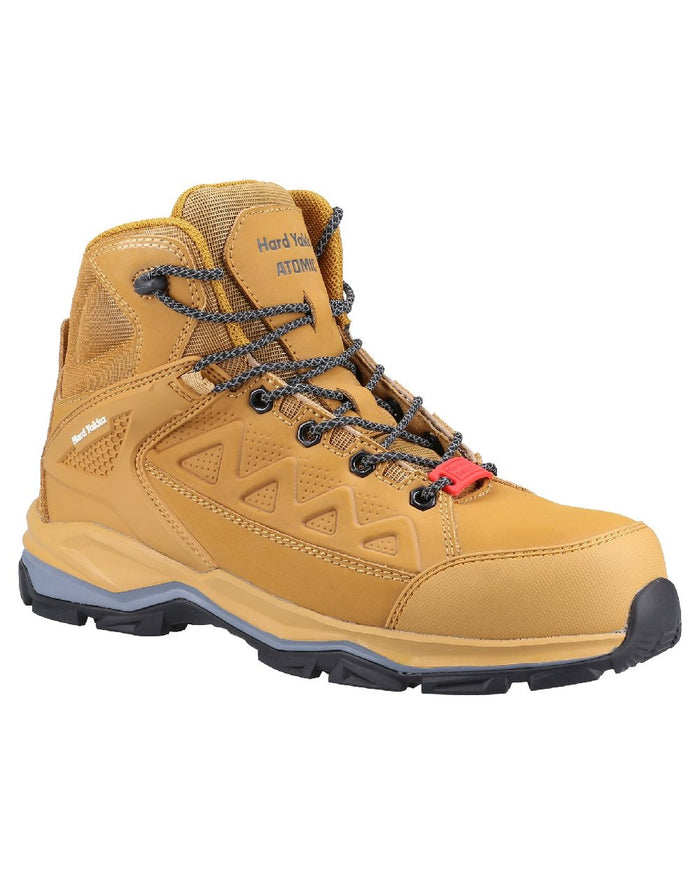 Wheat Coloured Hard Yakka Mens Atomic PR Hybrid Side Zip Safety Boots on White Background
#colour_wheat