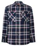 Navy Coloured Hard Yakka Mens Lightweight Check Flannel Shirt on White Background
#colour_navy