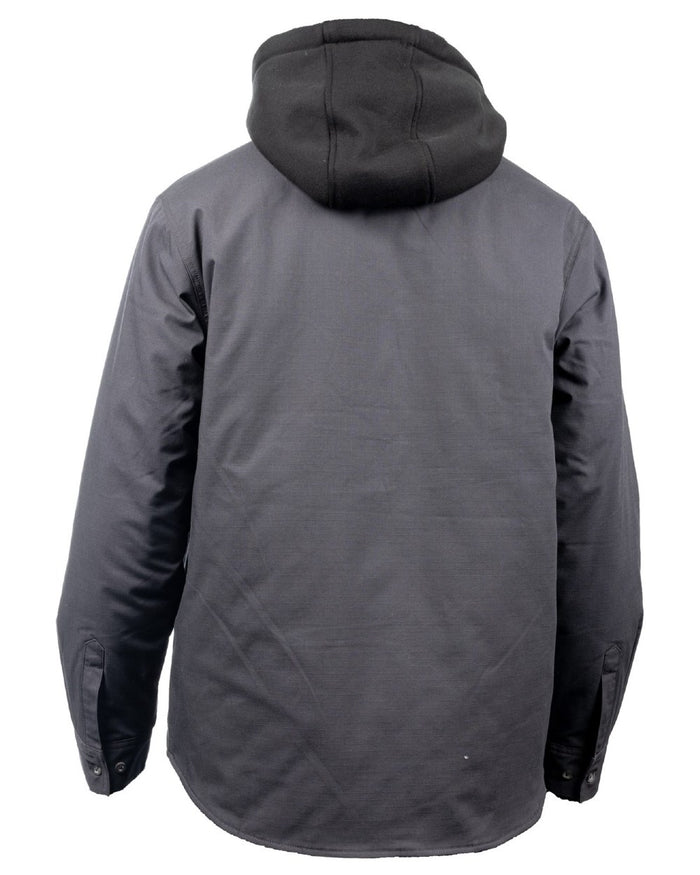 Charcoal coloured Hard Yakka Mens Quilted Solid Shacket on white background #colour_charcoal