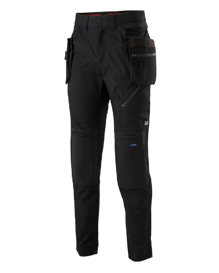 Black Coloured Hard Yakka Xtreme 2.0 Trousers on White Background
#colour_black