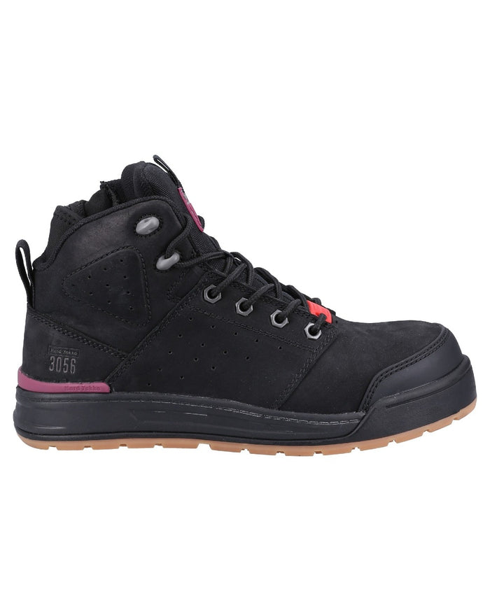 Black Coloured Hard Yakka Womens 3056 PR Side Zip Safety Boots on White Background
#colour_black