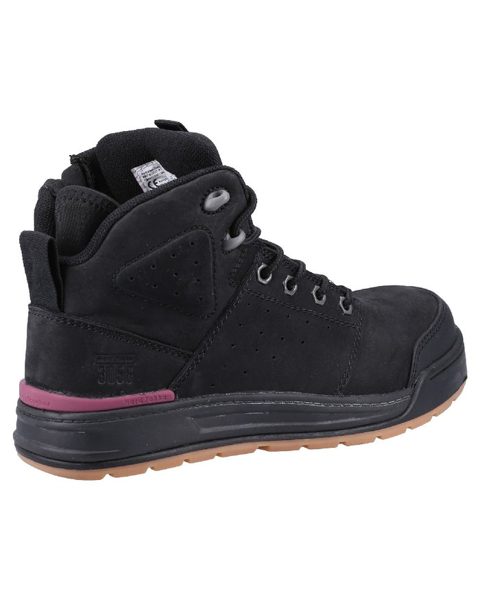 Black Coloured Hard Yakka Womens 3056 PR Side Zip Safety Boots on White Background
#colour_black