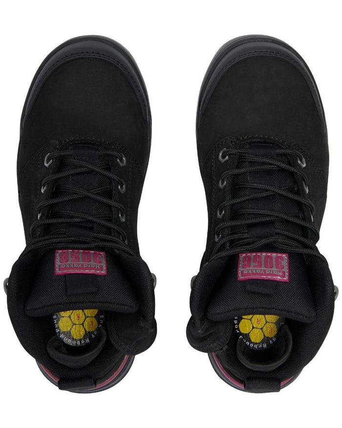 Black Coloured Hard Yakka Womens 3056 PR Side Zip Safety Boots on White Background
#colour_black